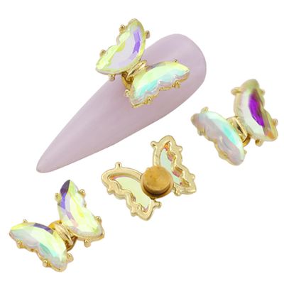 Beavorty 5-Piece Butterfly Nail Charms, Rhinestone Nail Art Decorations