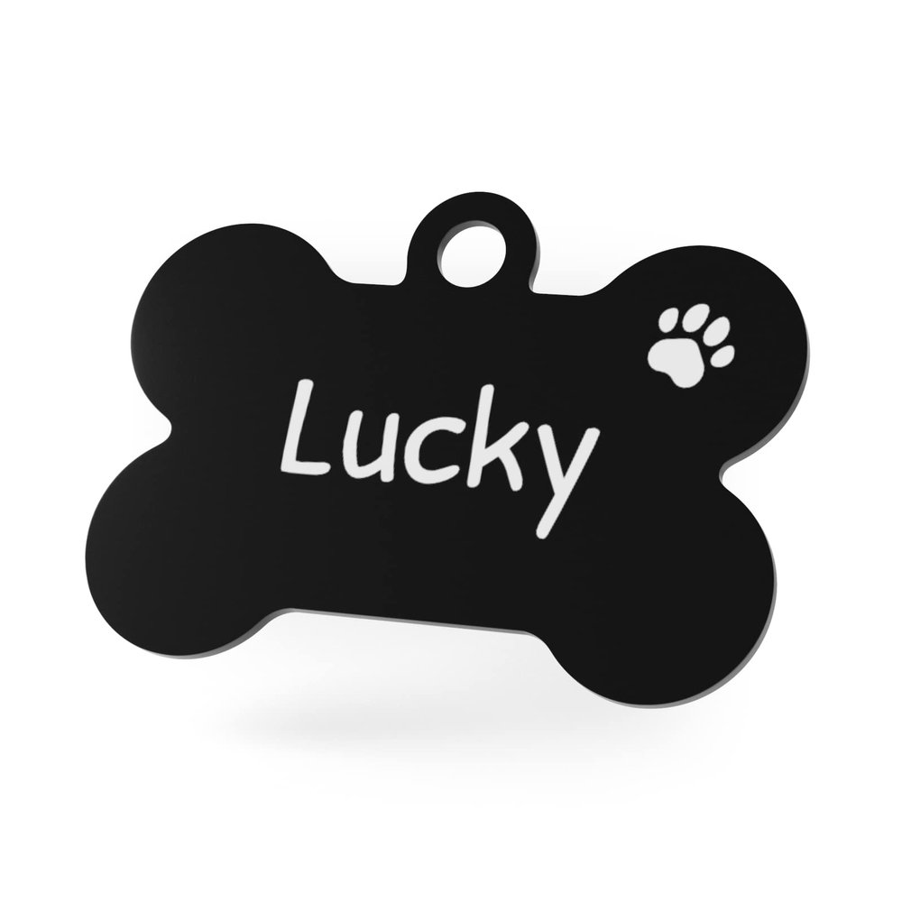 ENGRAVO Dog Tag with Engraving in Black 38mm