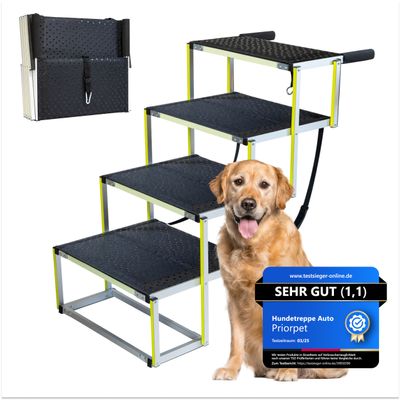 Folding Car Dog Stairs, Extra-Wide, 4 Steps, Up to 105 kg