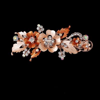 HXSCOO Orange Crystal Flower Hair Clip
