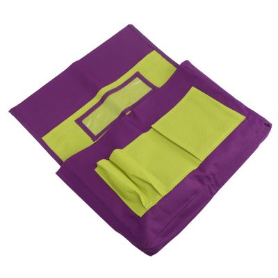 Chair Back Organizer with Name Tag Pocket, Purple and Yellow