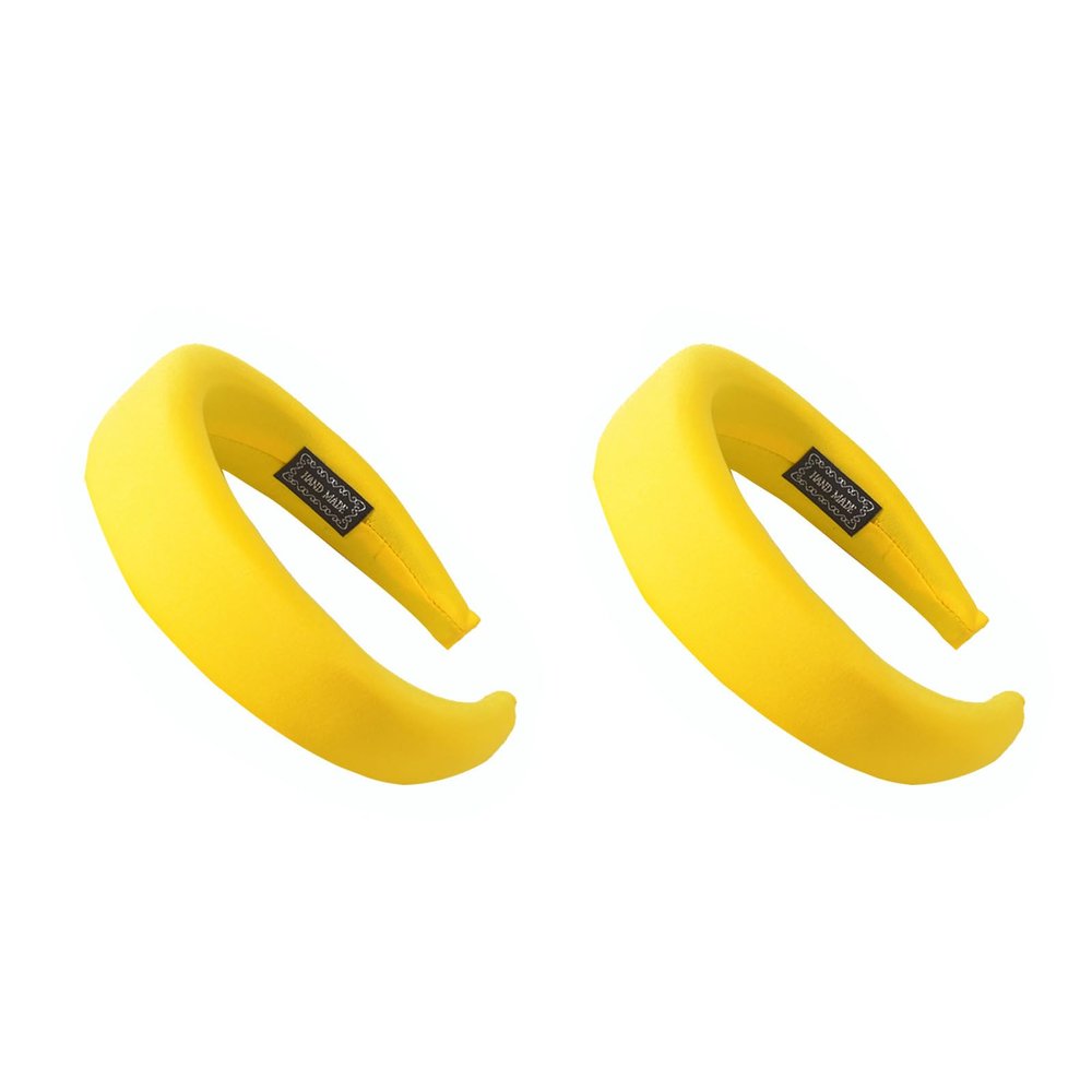 Velvet Headband for Women, Braided Dirndl Style, Glossy Yellow