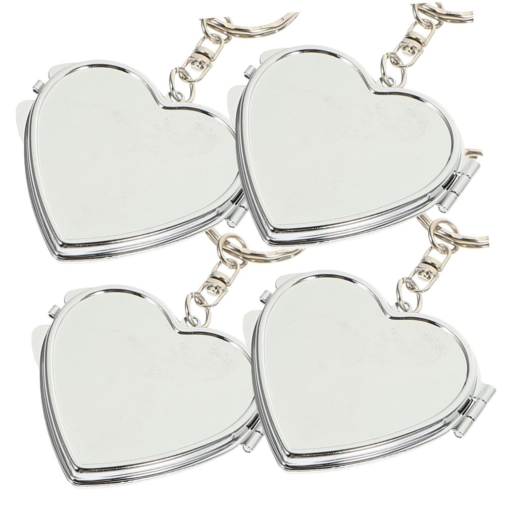 FRCOLOR 8-Piece Heart Mirror Keychains, Mini Folding Metal Pocket Mirrors