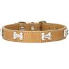 AYGCI Faux Leather Dog Collar with Metal Bone Studs, Adjustable XS–L view 1