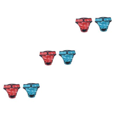 POPETPOP 6-Piece Cotton Bow Reusable Hygiene Underwear for Female Dogs, Menstrual Pet Underwear, Sea Blue and Red