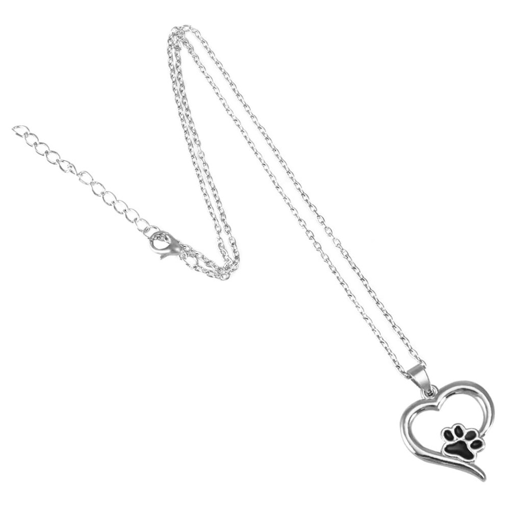 Silver Pet Collar with Chain and Paw Pendant for Dogs and Cats