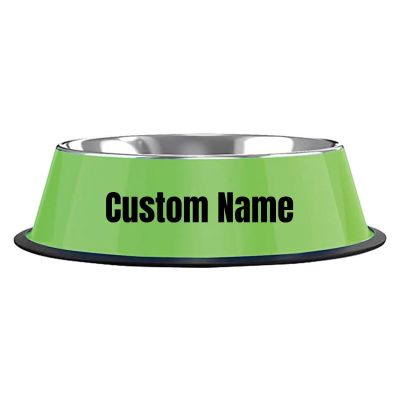 Personalized Stainless Steel Dog & Cat Bowl, Non-Slip, Green