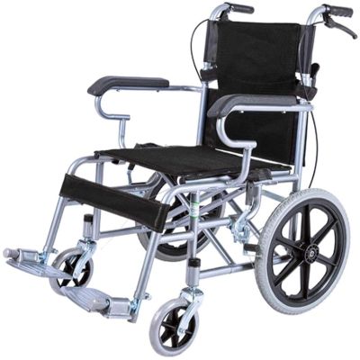Lightweight Foldable Transport Wheelchair with Locking Handbrake, 14-Inch Rear Wheels, Non-Inflatable Portable Trolley for Older Children (Blue) (Black...)