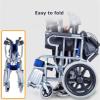 Lightweight Foldable Transport Wheelchair with Locking Handbrake, 14-Inch Rear Wheels, Non-Inflatable Portable Trolley for Older Children (Blue) (Black...) view 3