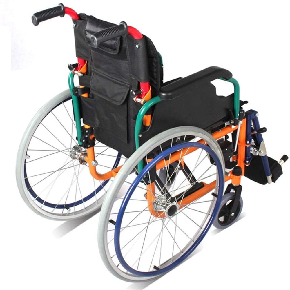 Lightweight Wheelchair, Portable Folding Children’s Transport Wheelchair, Nursing Chair, Comfortable Armrests and Backrest, Manual Wheelchair, Four-Wheel Scooter, Weight Capacity: 220 lb