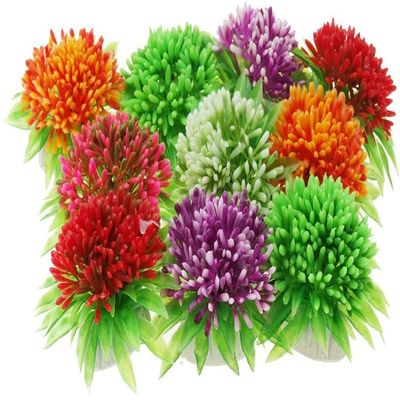 Flower-Shaped Aquarium Plastic Plant Ornament