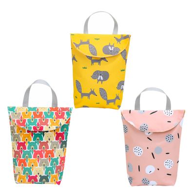 ibasenice 3-Piece Waterproof Reusable Baby Diaper Storage Bags