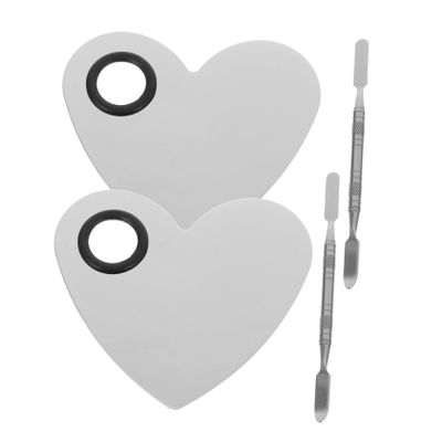 minkissy 2-Piece Handheld Cosmetic Mixing Palette Set with Heart Rings and Mixing Sticks