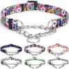 haoyueer Martingale Dog Collar - Stainless Steel Chain, No-Pull Training Collar with Floral Design for Large, Medium, and Small Dogs (L, Fireworks) view 1