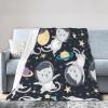 ASEELO 125 x 100 cm Fun Cat Astronaut Fleece Blanket, Sofa Throw for Bed and Couch, Travel view 1
