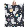 ASEELO 125 x 100 cm Fun Cat Astronaut Fleece Blanket, Sofa Throw for Bed and Couch, Travel view 4