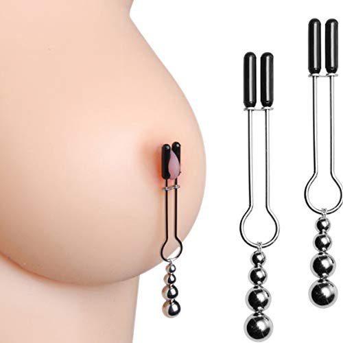 FOPS Nipple Clamps, Silver BDSM Toy with Weighted Balls, I06-5 (Silver)