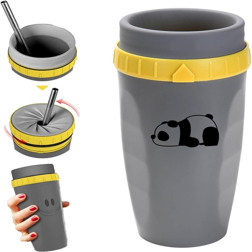 EXQST Twizz Travel Coffee Cup with Straw, Double-Wall Rotating Silicone Water Cup