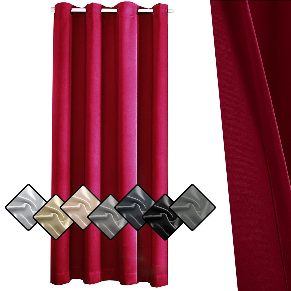 Blackout Privacy Curtain 180 x 100 cm, Thermal, Red, 1 Piece