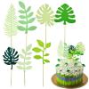 14-Piece Tropical Leaf Cake Decorations, Glittery Artificial Palm Leaves view 1