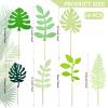 14-Piece Tropical Leaf Cake Decorations, Glittery Artificial Palm Leaves view 2