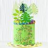 14-Piece Tropical Leaf Cake Decorations, Glittery Artificial Palm Leaves view 3