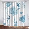3D Blue Watercolor Plant Blackout Curtains for Kids' Rooms, 182 W x 214 H cm view 1