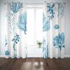 3D Blue Watercolor Plant Blackout Curtains for Kids' Rooms, 182 W x 214 H cm view 2