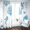 3D Blue Watercolor Plant Blackout Curtains for Kids' Rooms, 182 W x 214 H cm view 3