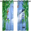 3D Bamboo Leaf Waterfall Blackout Curtains, 2-Piece Set, 182 x 214 cm view 2