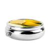 Portable Round Metal Pill Case with Yellow Lemon Design, 3 Compartments view 3