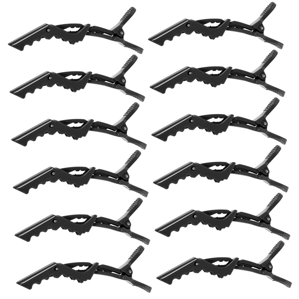 FRCOLOR Crocodile Hair Clips, 12-Pack, Lightweight Plastic Salon Clips