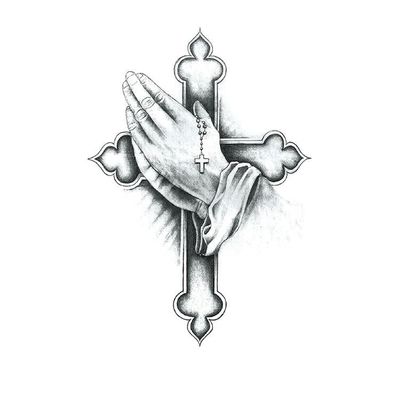 6 Small Half-Arm Temporary Tattoo Stickers, Black Cross and Animal Designs, Waterproof