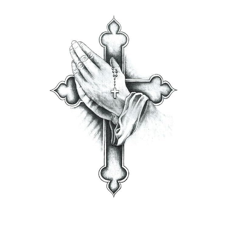 6 Small Half-Arm Temporary Tattoo Stickers, Black Cross and Animal Designs, Waterproof
