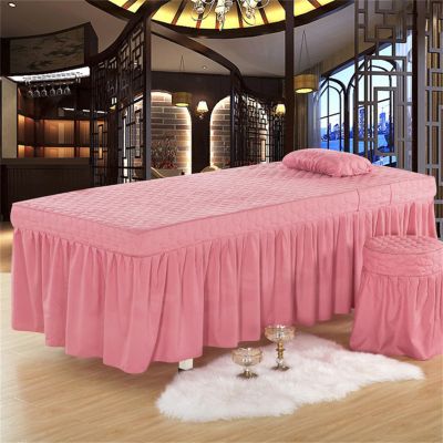 Highdi Massage Table Cover with Face Hole, Washable, Elastic Skirt, 80 × 190 cm, Red-Pink