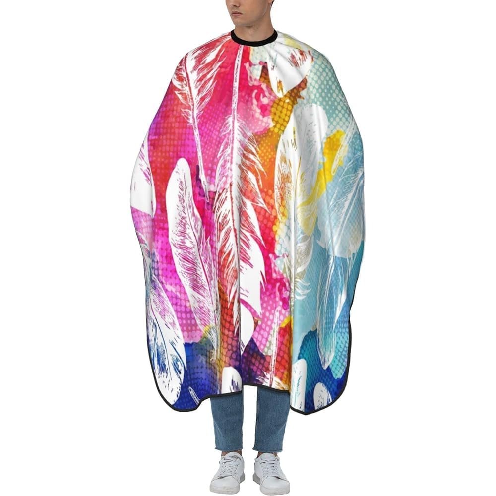 Aquarelle Rainbow Feathers Haircut Cape