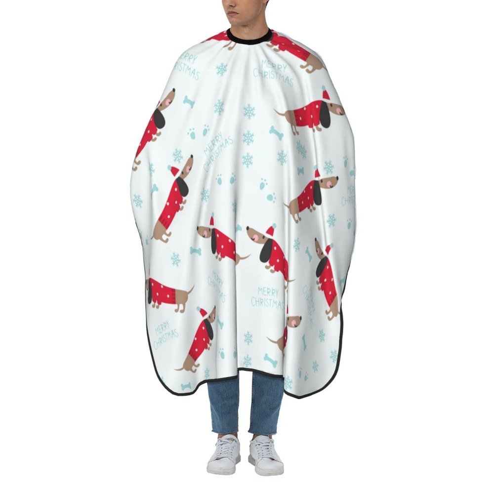 Cute Dachshund Merry Christmas Haircut Cape