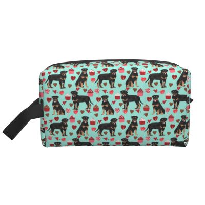 Rottweiler Valentine's Day Travel Makeup Bag