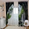 2-Piece Blackout Curtains, 150 x 166 cm, Grommet Panels, Cave Waterfall Landscape 3D Print view 3