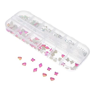 ABOOFAN Nail Resin Diamonds Nail Ornaments Compartment Box with Unique Rhinestones for Creative Nail Art at Home and in Salons