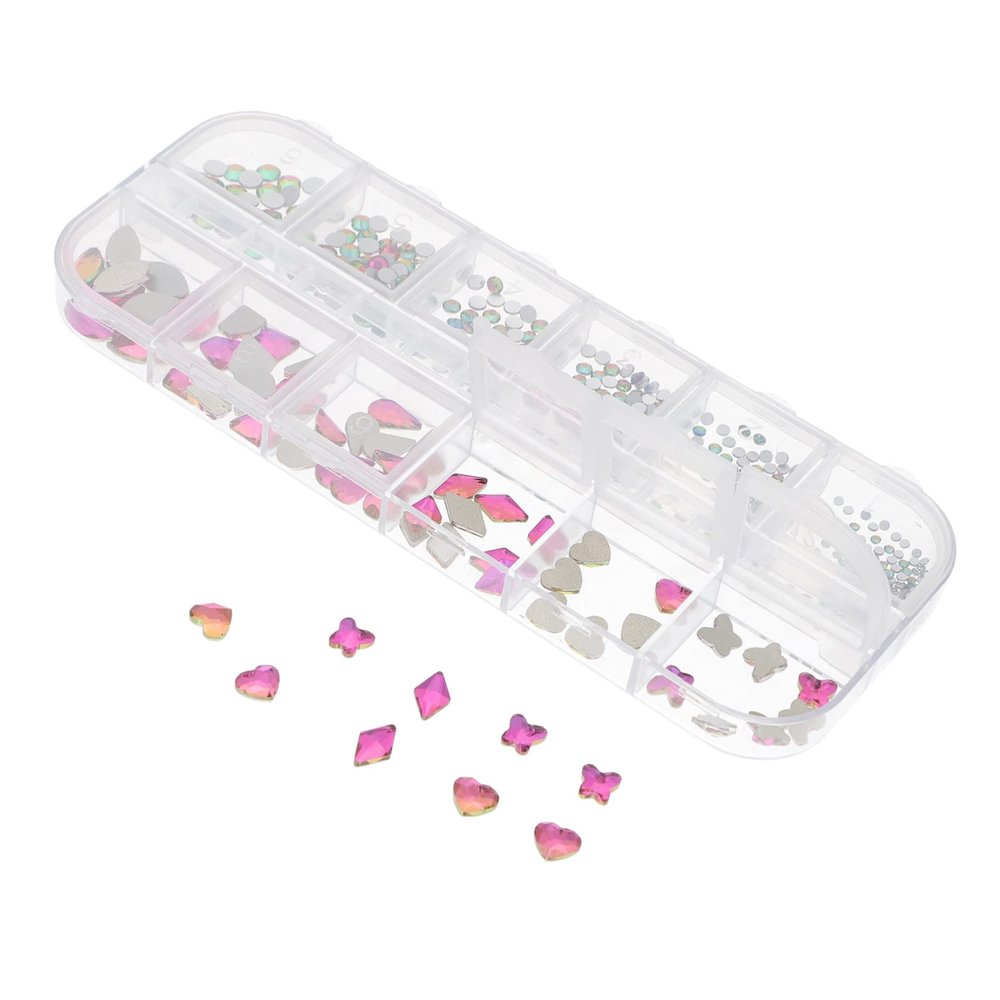 ABOOFAN Nail Resin Diamonds Nail Ornaments Compartment Box with Unique Rhinestones for Creative Nail Art at Home and in Salons