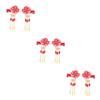FRCOLOR 3 Pairs Flower Hair Clips with Tassels, Japanese-Style Hair Accessories, Red view 1