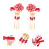 FRCOLOR 3 Pairs Flower Hair Clips with Tassels, Japanese-Style Hair Accessories, Red view 4