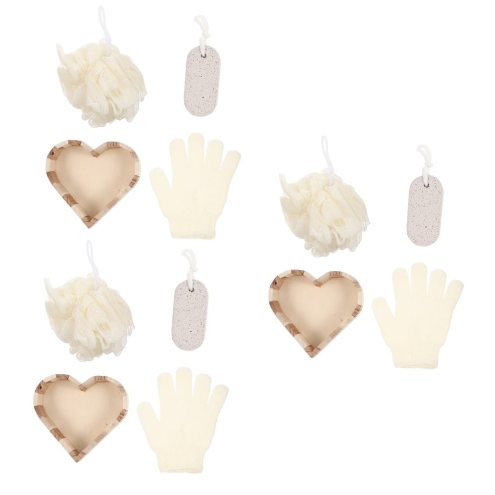 FRCOLOR 3-Piece Body Care Set with Foot File, Foot Scrubber and Shower Gloves