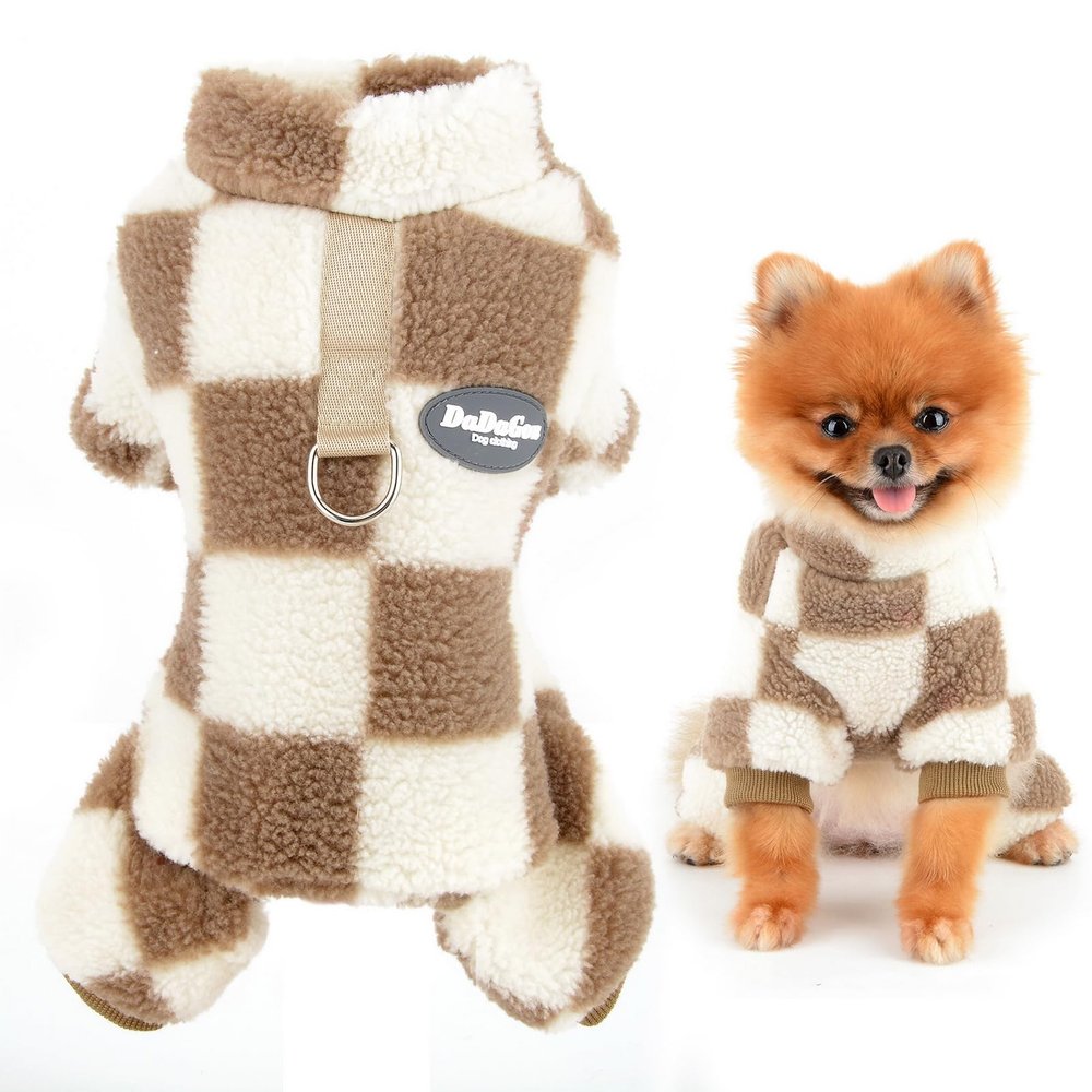 SMALLLEE_LUCKY_STORE Classic Checkered Fleece Dog Pajama