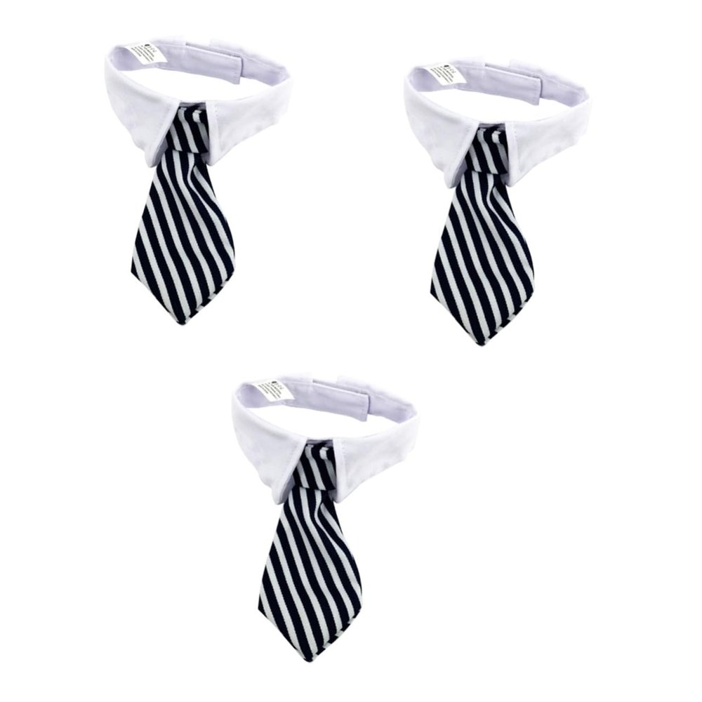 POPETPOP 3-Piece Striped Pet Bow Tie Set with Adjustable Closure for Weddings and Parties