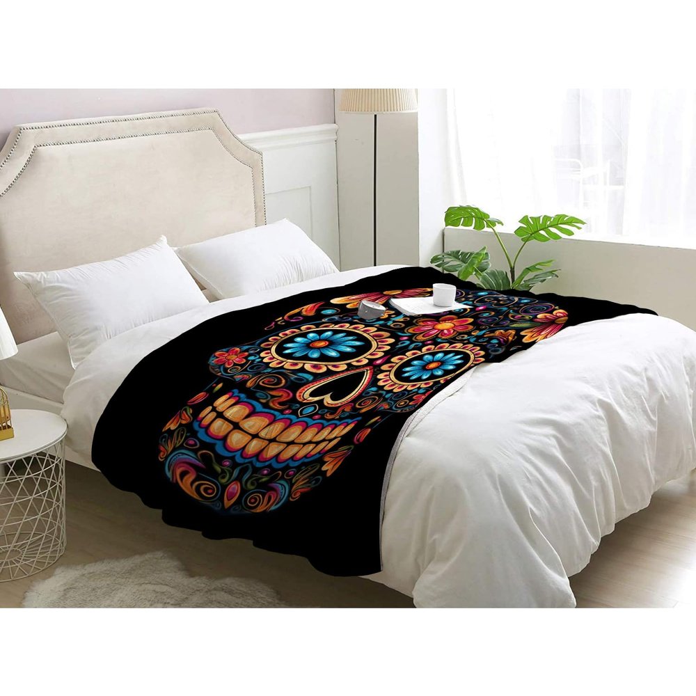Soft Skull Fleece Blanket, 230 x 270 cm, Day of the Dead