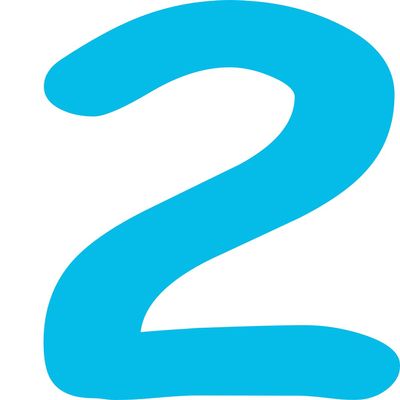 Kleckerliese Number Sticker 30 cm, Single 2, Satin-Finish, Light Blue