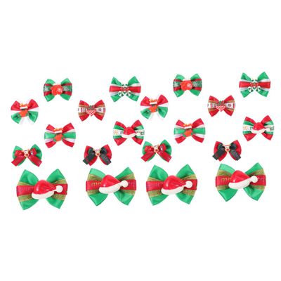 PRETYZOOM 20-Piece Dog Hair Ties with Bows, Christmas Hair Bows, Random Color and Style