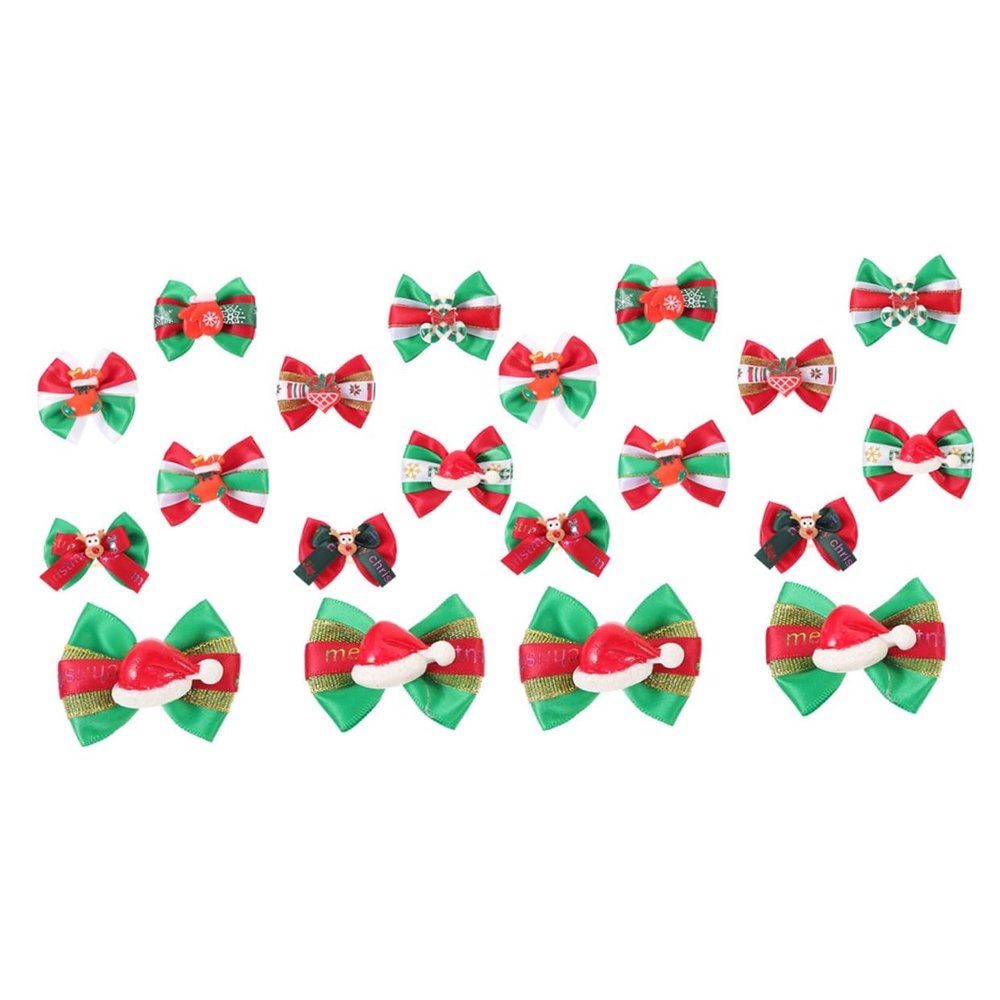 PRETYZOOM 20-Piece Dog Hair Ties with Bows, Christmas Hair Bows, Random Color and Style